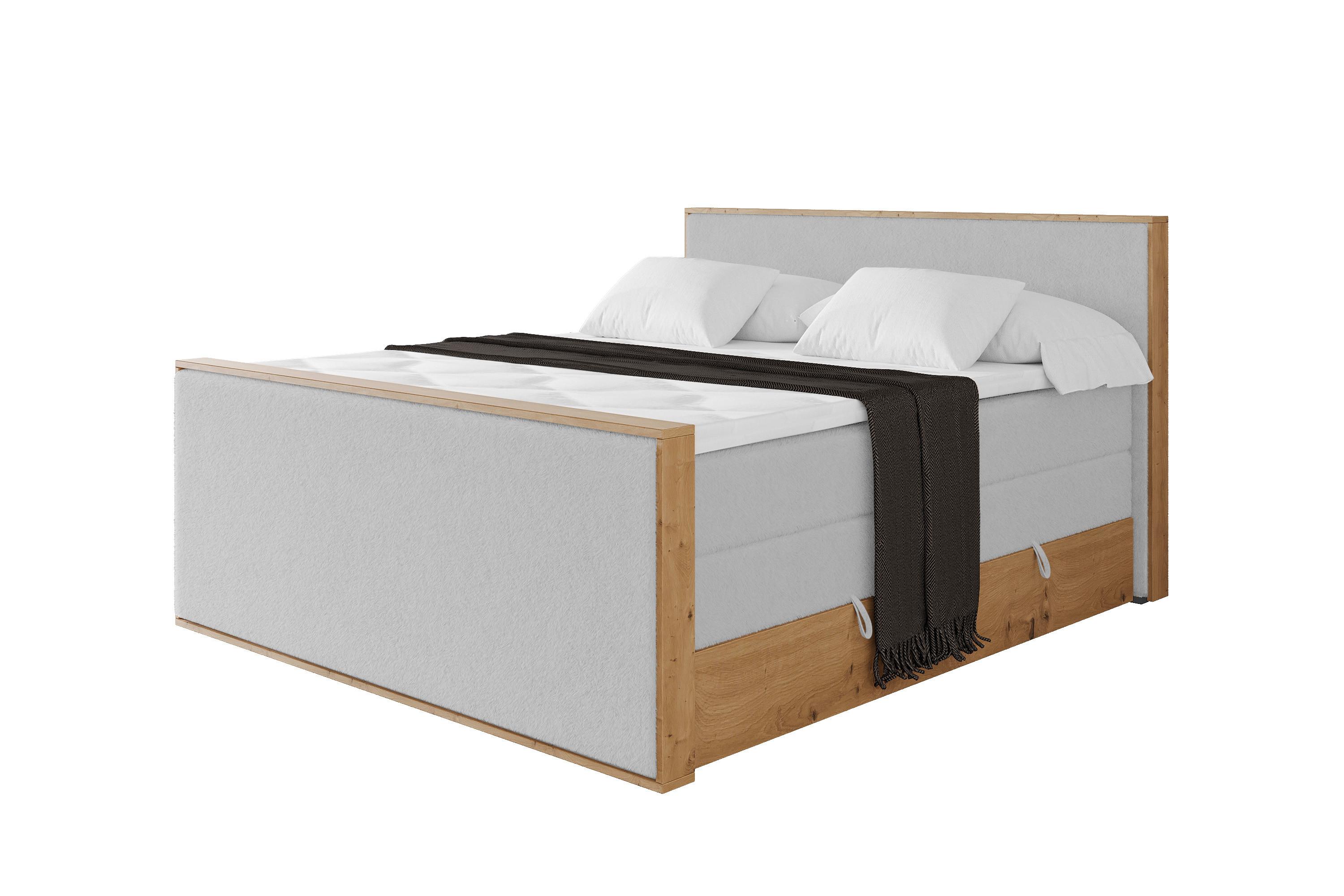 BOXSPRINGBETT LOLLI9 -Z-KING 140x200 - H3/H4 Hellgrau - Hellgrau, Holzwerkstoff (140/200cm) - ALTDECOR