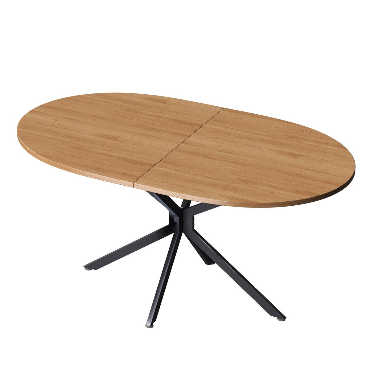 ESSTISCH Ovaler 120 cm Natur & Metall – Kompakttisch mit Kreuzgestell im modernen Design - Eichefarben, Holzwerkstoff (80/120/75cm) - Urban Meuble