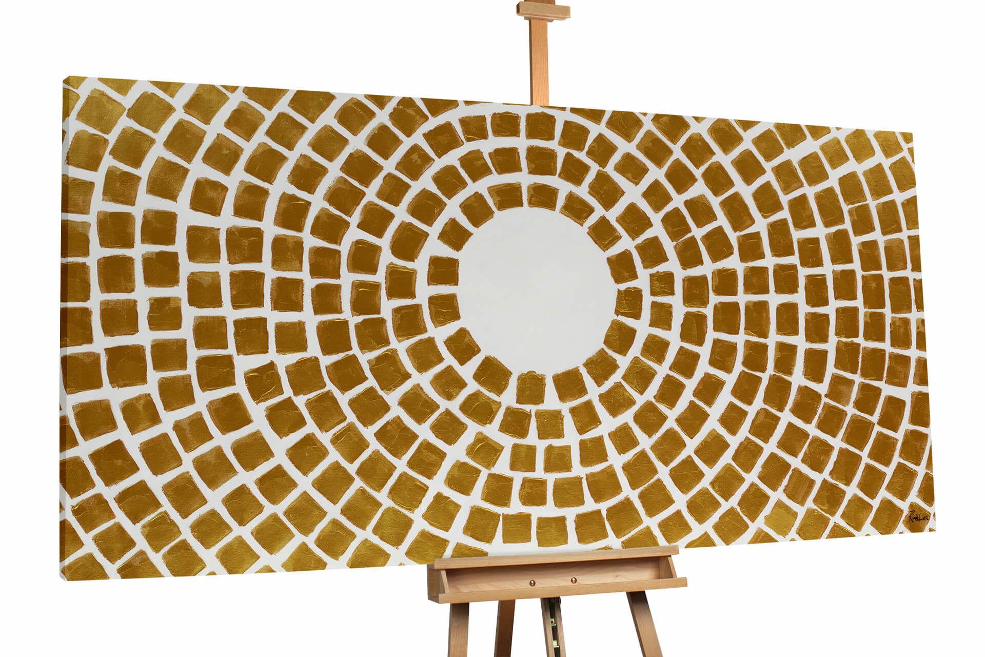 ÖLGEMÄLDE XXL Gold 200/100 cm - Goldfarben/Weiß, Holz/Textil (6.68/100cm) - KUNSTLOFT