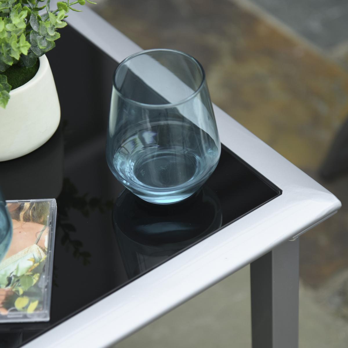 GARTENLIEGE mit Tisch, 59L x 169B x 66H cm, Metall,Mesh, Schwarz+Silber - Schwarz, Kunststoff (169/66/59cm) - Outsunny
