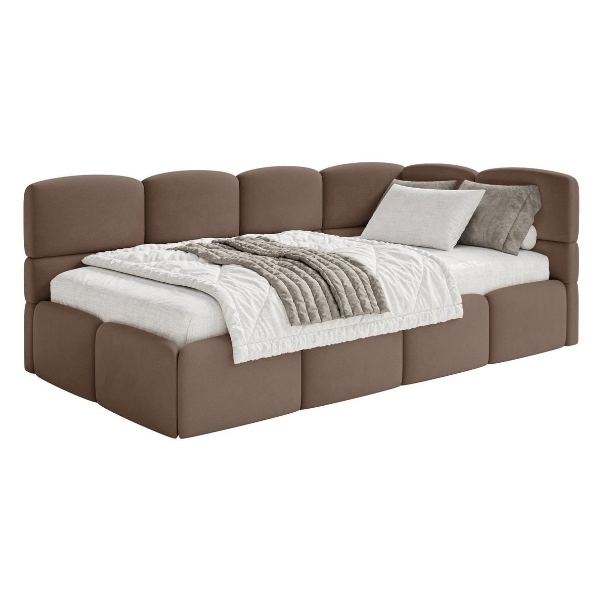 JUGENDBETT Cloudy Braun 120 cm, Easy-Clean-Velours - Schwarz/Braun, Kunststoff/Textil (120/200cm) - Selsey