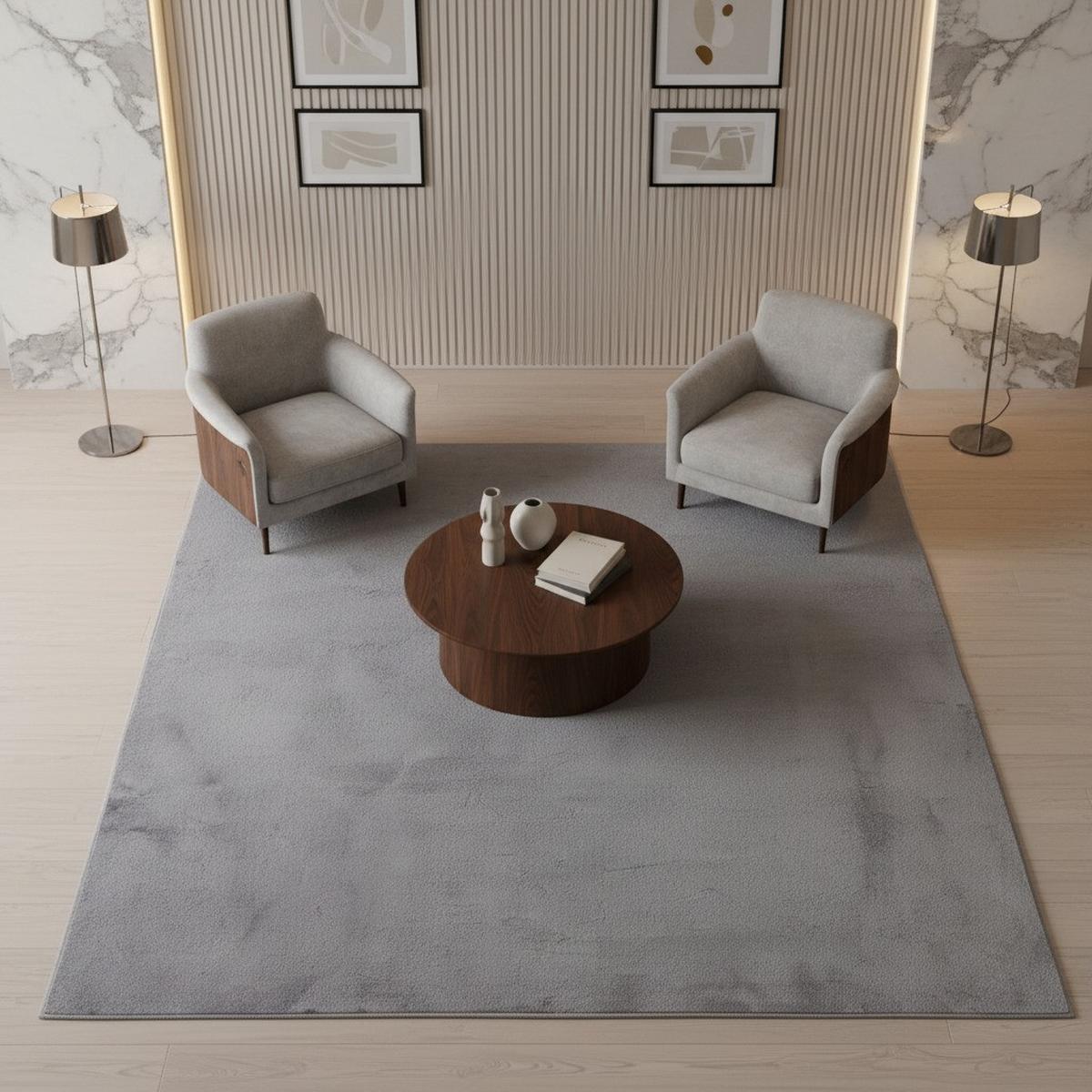 KURZFLORTEPPICH Waschbar NECKAR, einfarbig, aus Polyester, Grau, 60 x 110 cm - Grau, Textil (110/60cm) - KADIMA DESIGN