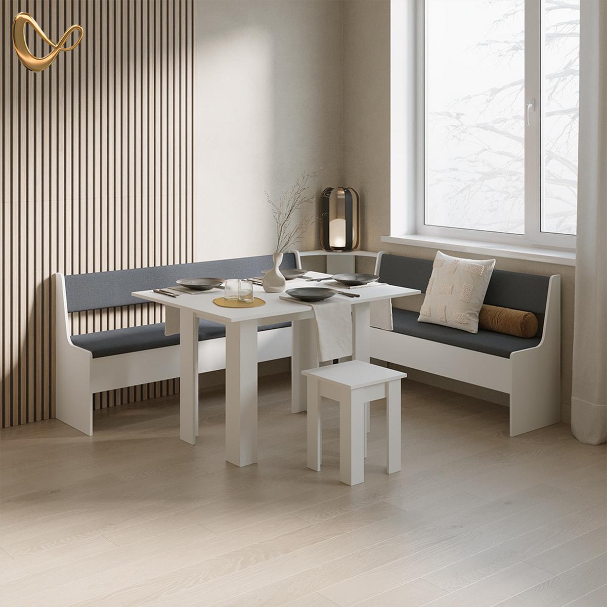 ESSZIMMER-BANK Tiberio Weiß 41.5 x 136.6 cm - Weiß, Holzwerkstoff (41.5/80/136.6cm) - Livinity®