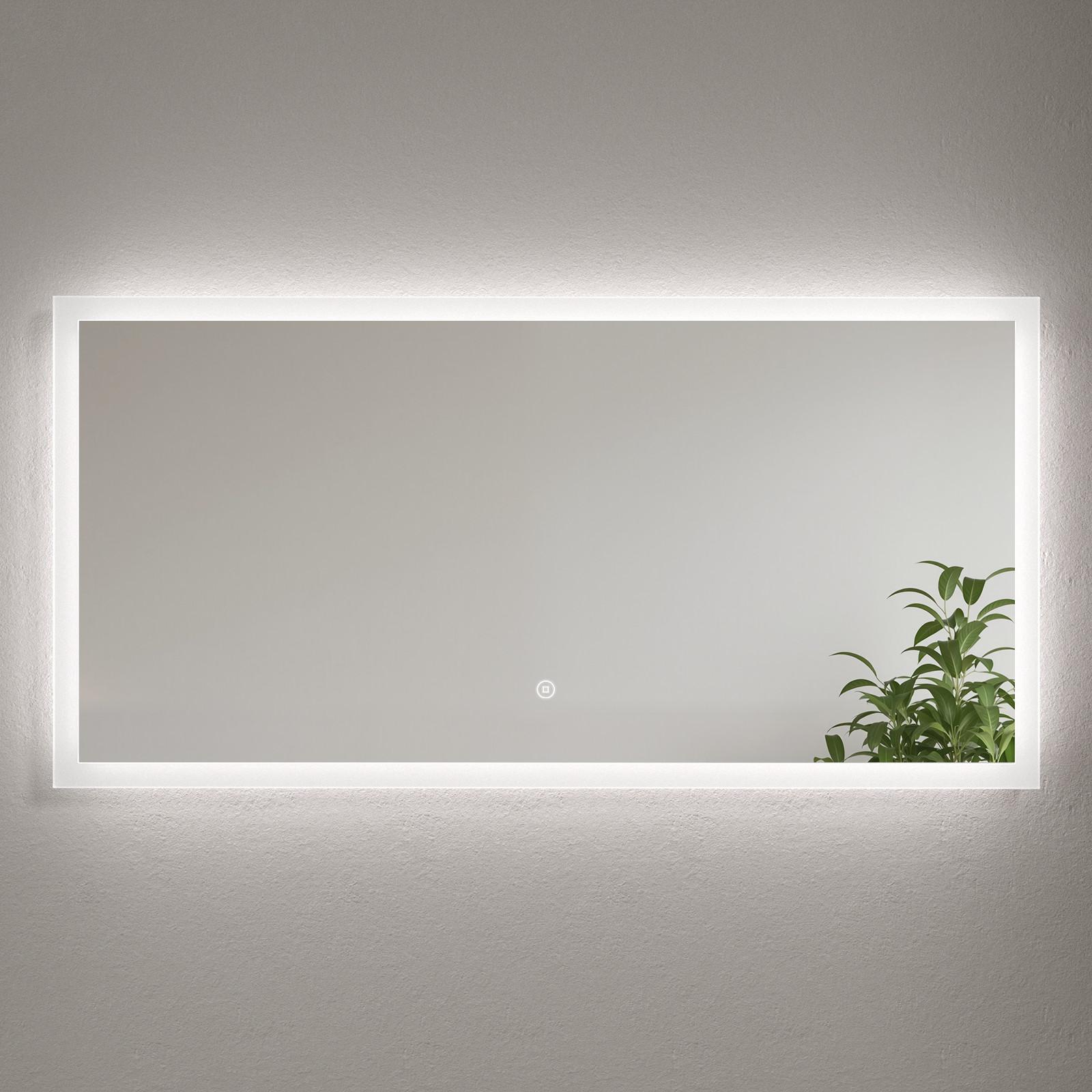 BADSPIEGEL mit Touch-Bedienung Beleuchtung 120/60 cm - Transparent, Glas (120/60/3.5cm) - EMKE