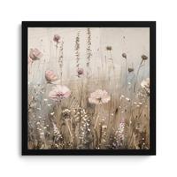 POSTER MIT RAHMENGERAHMTES BILD Blumen - Rosa - Modern - Beige 40x40 cm - Beige, Papier (40/40cm) - MuchoWow