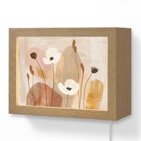 WANDLEUCHTE Blumen - Abstrakt - Beige - Strichzeichnung 20x15 cm - Sandfarben, Holzwerkstoff (20/15/8cm) - OnlyWow
