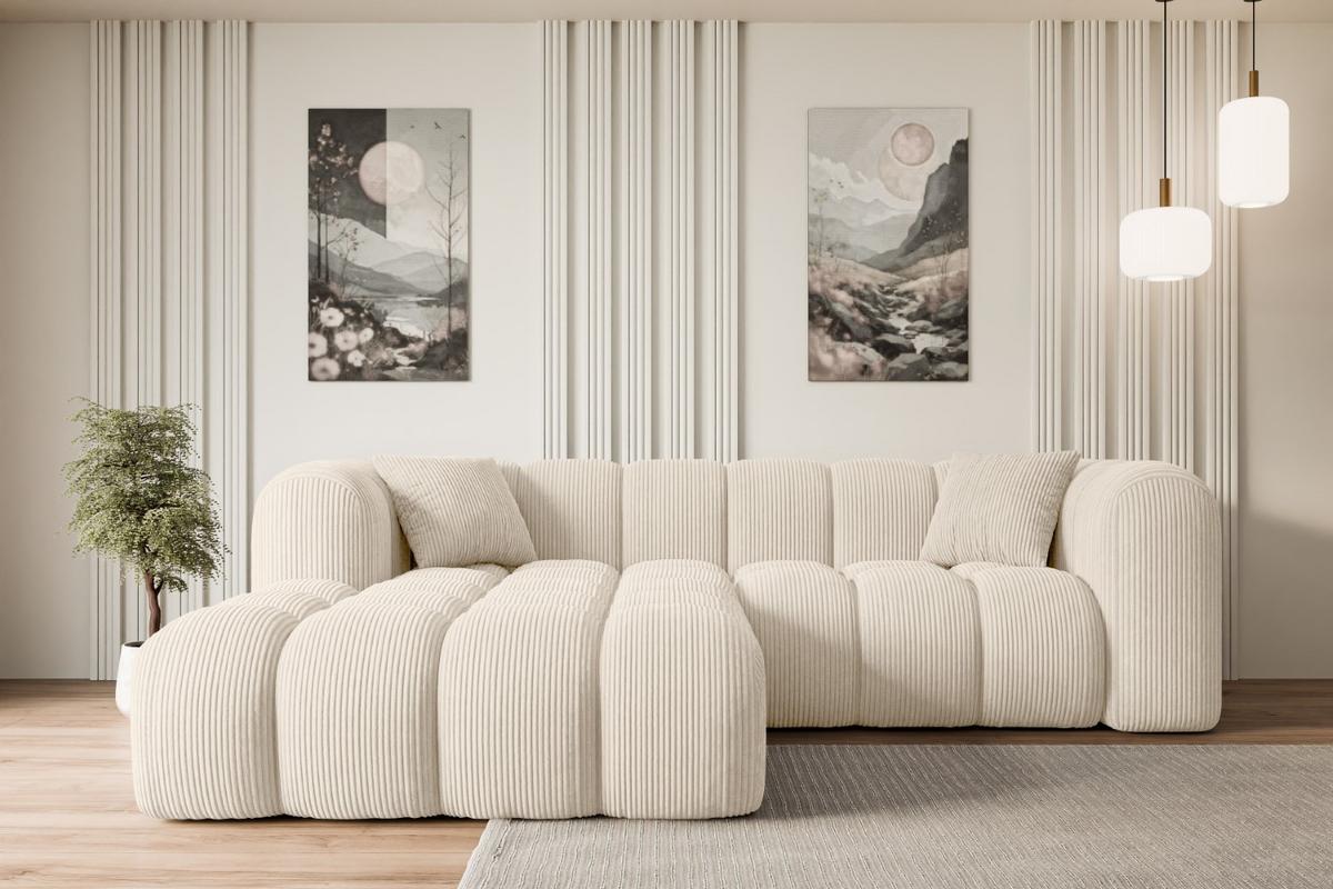 ECKSOFA Ottomane Links OLEA-L1 - 231x173x74 cm Beige - Beige/Schwarz, Holzwerkstoff/Kunststoff (190/242cm) - ALTDECOR