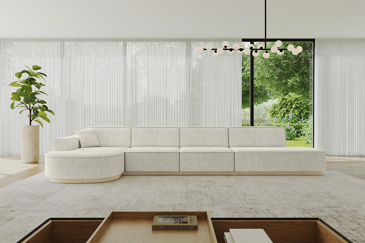 ECKSOFA Ottomane Links ARRIO-L3 - 413x171x83 cm Creme - Hellgrau/Creme, Holzwerkstoff/Textil (413/171cm) - ALTDECOR