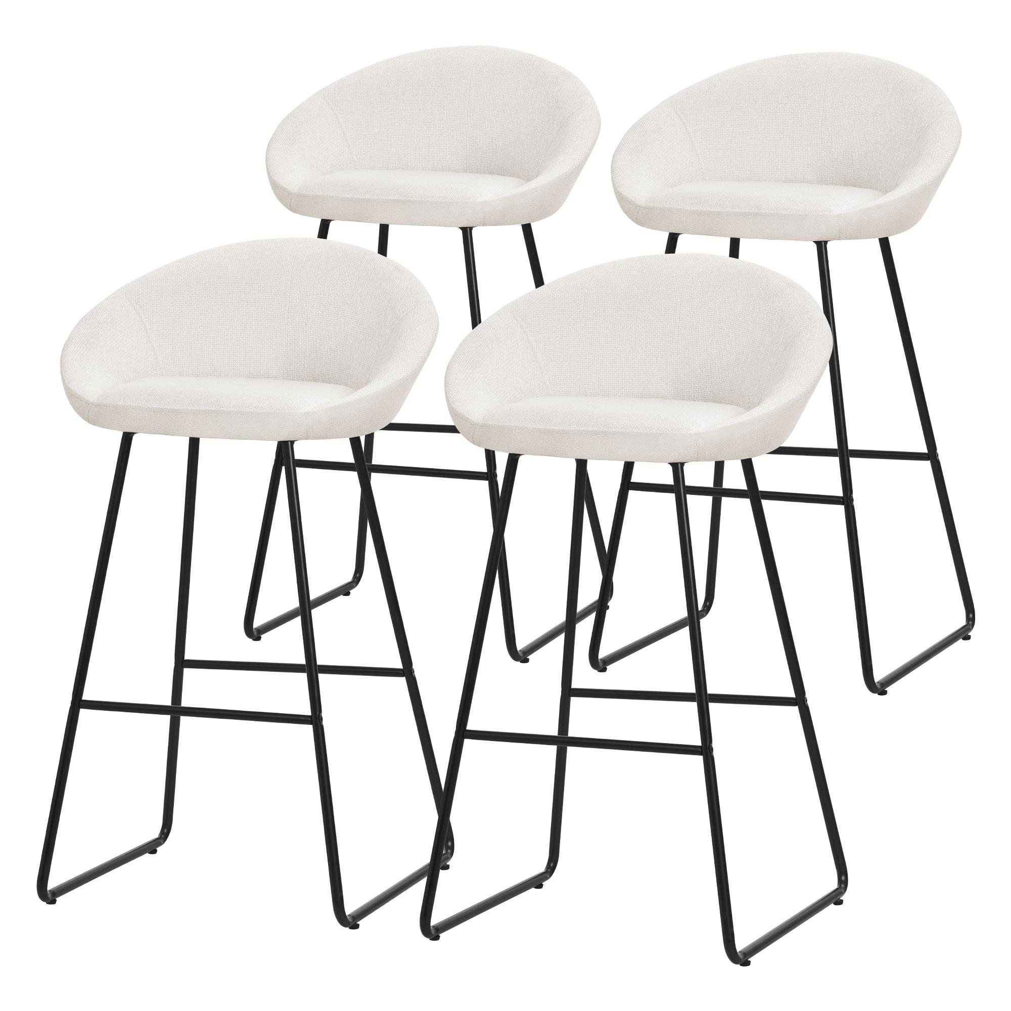 BARHOCKER 4er Set Beige mit Stoffbezug - Beige/Schwarz, Metall (56/94/50cm) - ML-DESIGN