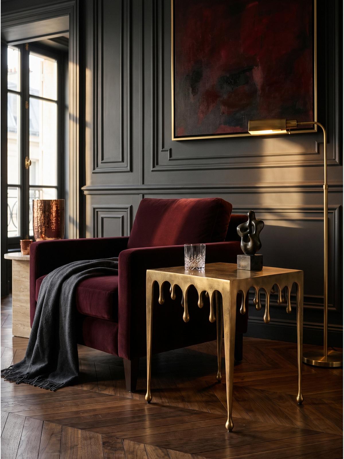 BEISTELLTISCH GARD, Aluminium, handgefertigt, Gold, 45,5 x 45,5 x 51 cm - Goldfarben, Metall (45.5/45.5/51cm) - KADIMA DESIGN
