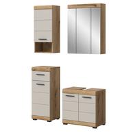 BADMÖBEL-SET Sand Kashmir, Evoke Eiche 4-teilig, Badkombination 112 x 191 cm - Kaschmir/Eichefarben, Glas/Holzwerkstoff (112/191/34cm) - Inn.Furn