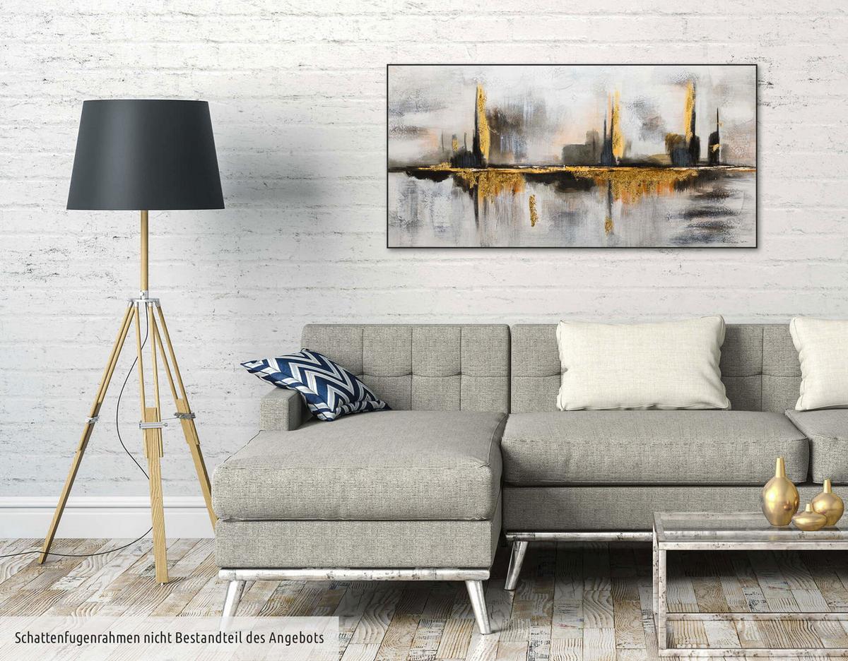 ÖLGEMÄLDE 120/60 cm - Goldfarben/Grau, Holz/Textil (120/60cm) - KUNSTLOFT
