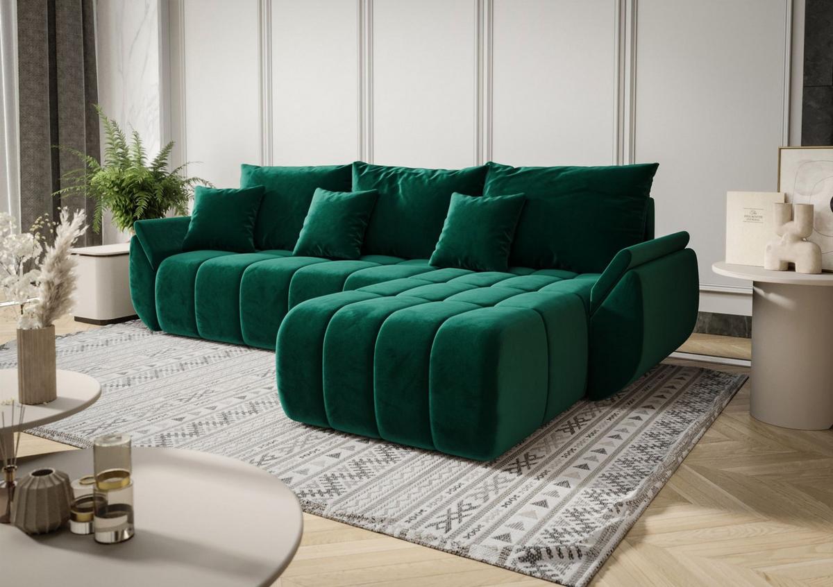 ECKSOFA Louise - Grün, Holzwerkstoff/Textil (280/185cm) - Fun Möbel