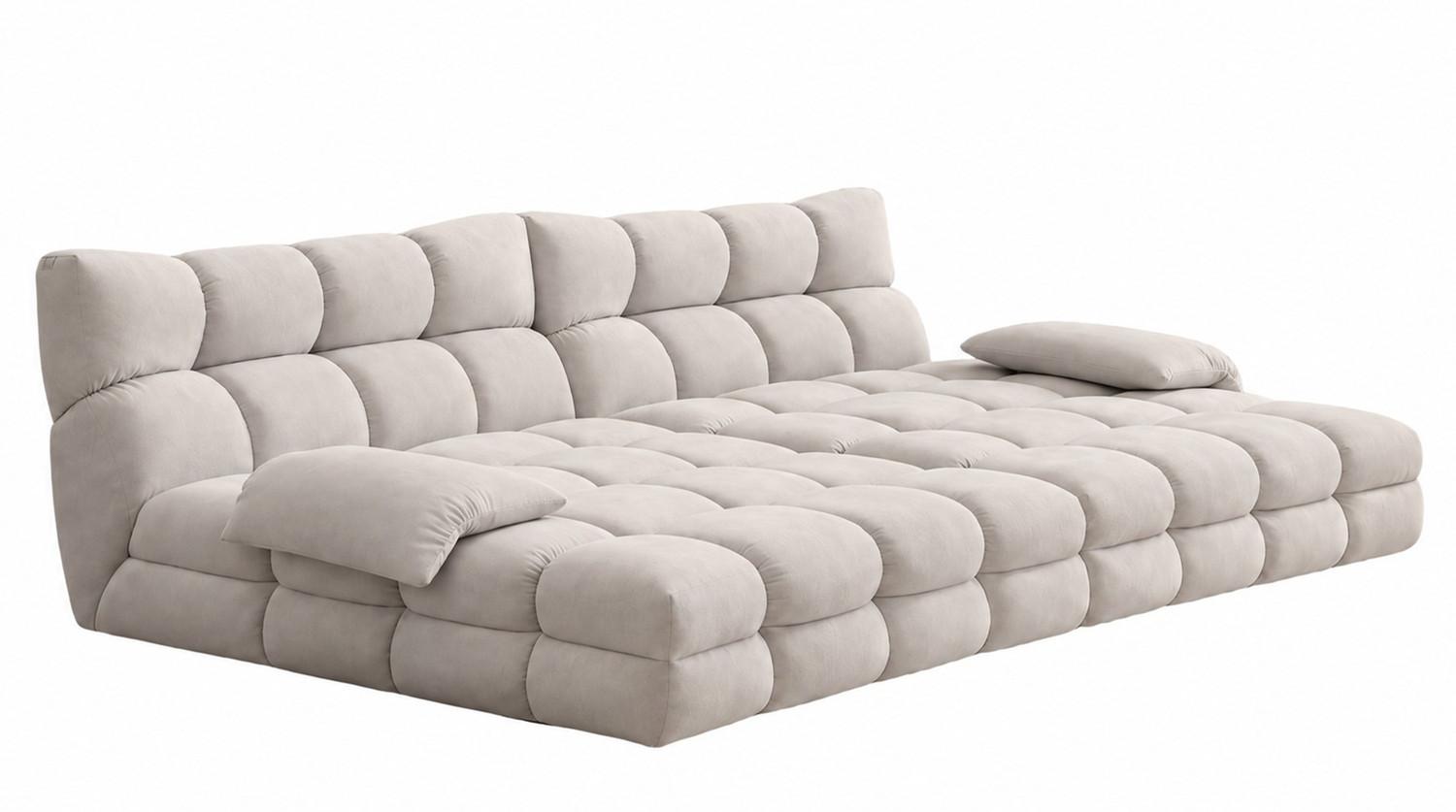 BIG SOFA AMIA Hellgrau Velvet - Hellgrau/Schwarz, Kunststoff/Textil (290/86/178cm) - KAWOLA