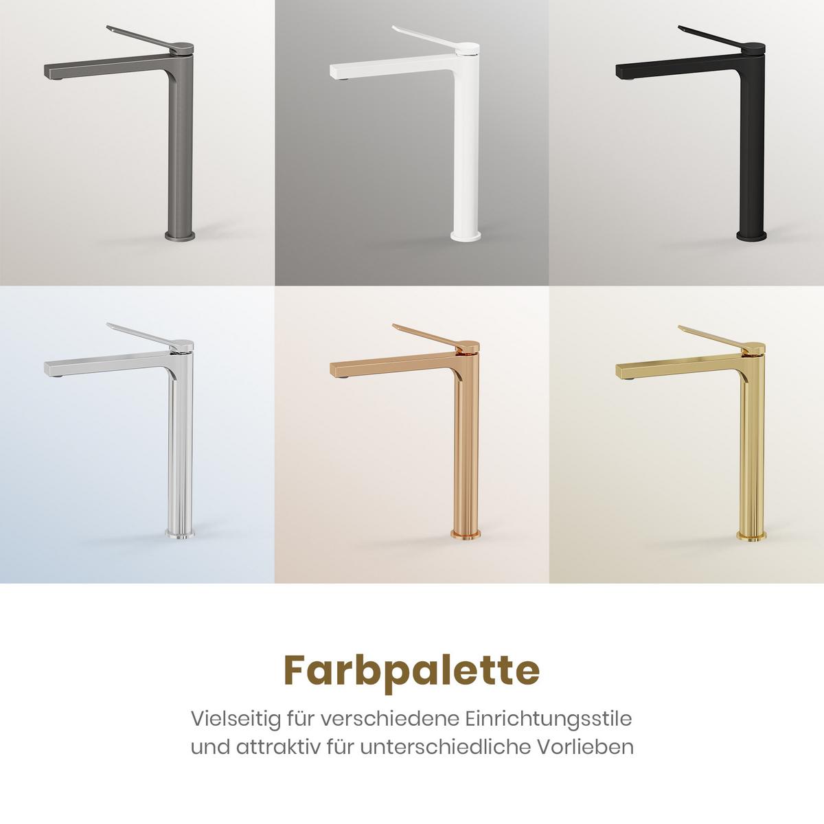 WASCHTISCHARMATUR mit Zertifiziertem Filterelement Champagnergold Hoher Stil - Goldfarben, Metall (23.3/4.6/33.5cm) - EMKE
