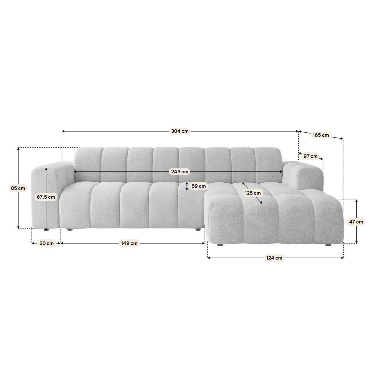 ECKSOFA SETIA Olivgrün Strukturstoff mit Schlaffunktion - Olivgrün, Holz (304/165cm) - MASSENO