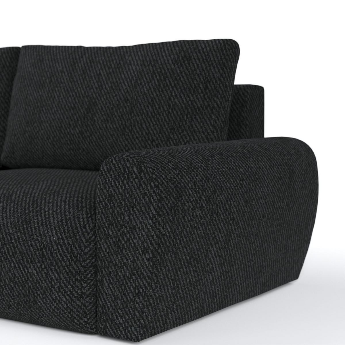 ECKSOFA OMARI mit Schlaffunktion Schwarz im Neve Stoff - Schwarz, Holz/Holzwerkstoff (253/153cm) - AltaBeds