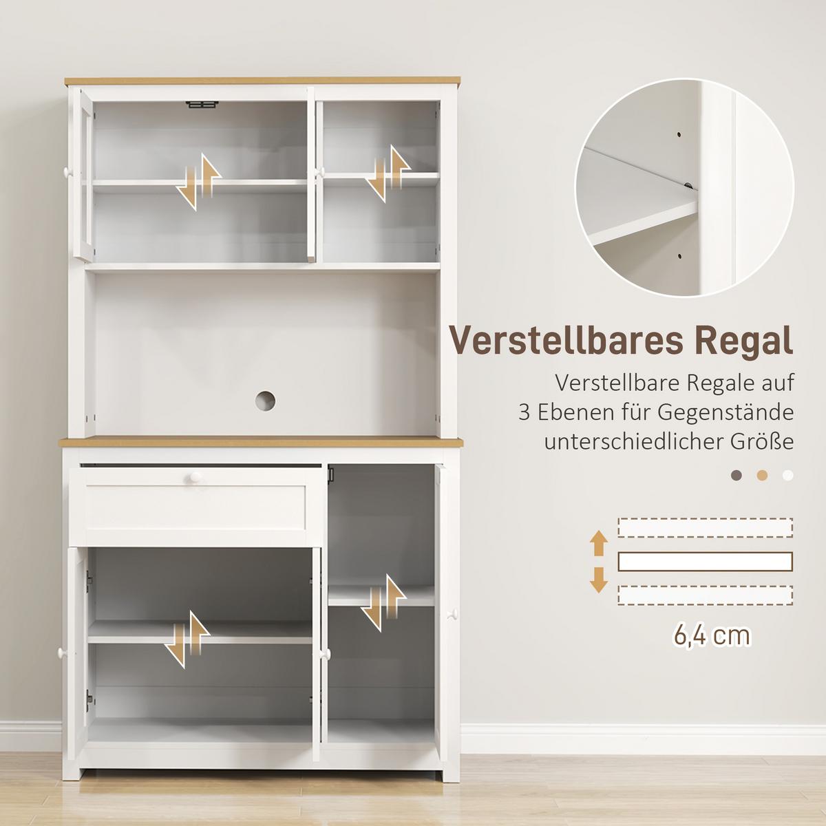 KÜCHENSCHRANK aus MDF 100/40/180 cm Weiß - Weiß, Holzwerkstoff (40/180/100cm) - HOMCOM