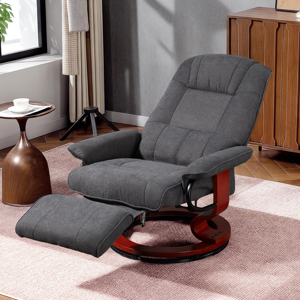 RELAXSESSEL Polyester Grau - Naturfarben/Grau, Holz/Textil (78/100/87cm) - HOMCOM