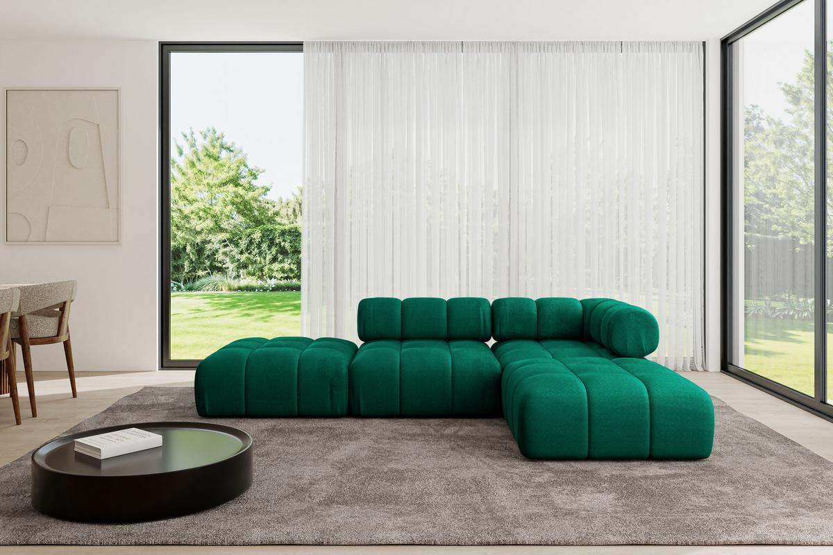 ECKSOFA modulares Sofa Kerru-L1 - 285x190x70 cm Dunkelgrün Velours - Dunkelgrün, Holzwerkstoff/Textil (285/190cm) - ALTDECOR