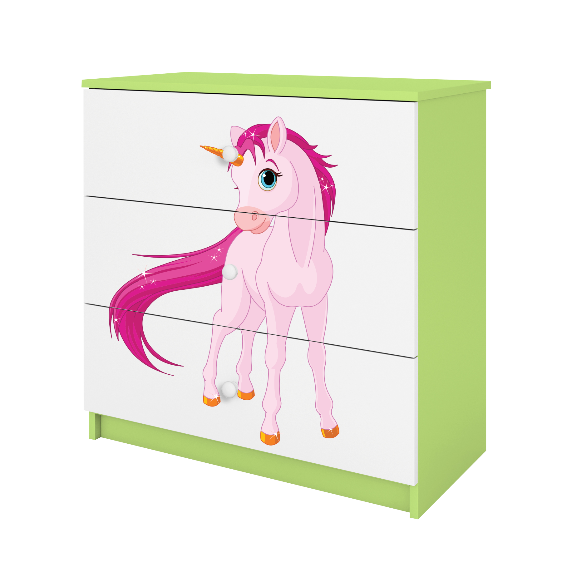 KOMMODE Babydreams Einhorn 81/81/41 - Grün, Holzwerkstoff (81/81/41cm) - RAUMHIRSCH FURNITURE