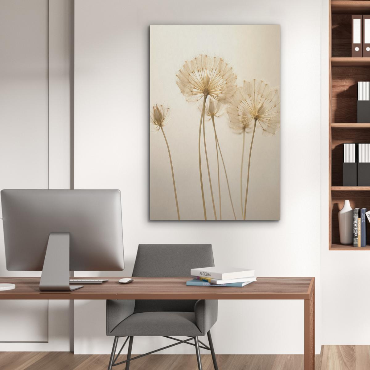 AKUSTIKBILD Sonnenlicht - Löwenzahn - Botanisch - Blumen Wanddeko 70x100 cm - Creme, Kunststoff (70/100/0.9cm) - MuchoWow