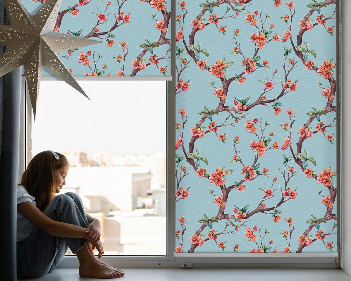 INNENROLLO - Fensterrollo - Rollo - 60x40 cm - Blütenknospen von Bäumen - Rot, Kunststoff (60/140/0.5cm) - TULUP