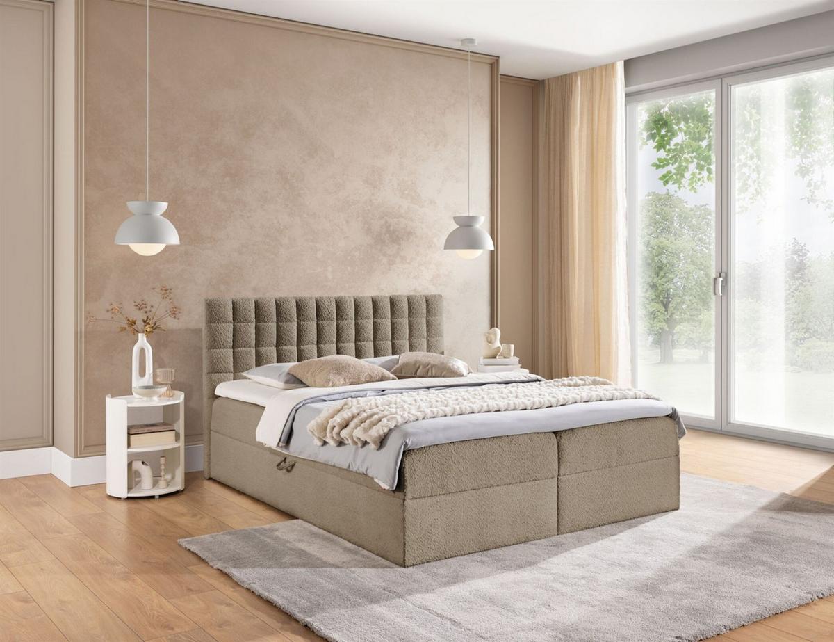 BOXBETT Toribo - Beige, Holzwerkstoff/Textil (160/200cm) - Fun Möbel