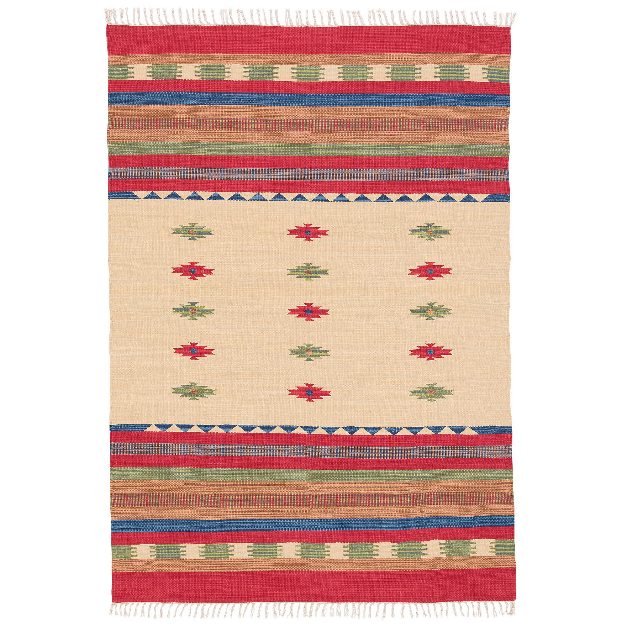 BAUMWOLLE NATUR KELIM TEPPICH LINA TREND - Rot, Textil (120/180cm) - Pergamon