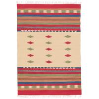 BAUMWOLLE NATUR KELIM TEPPICH LINA TREND - Rot, Textil (200/290cm) - Pergamon