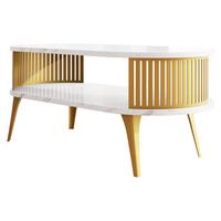 COUCHSITCH Roenni Oval Gold - Goldfarben/Weiß, Holzwerkstoff/Metall (100/50/44cm) - MIRJAN24