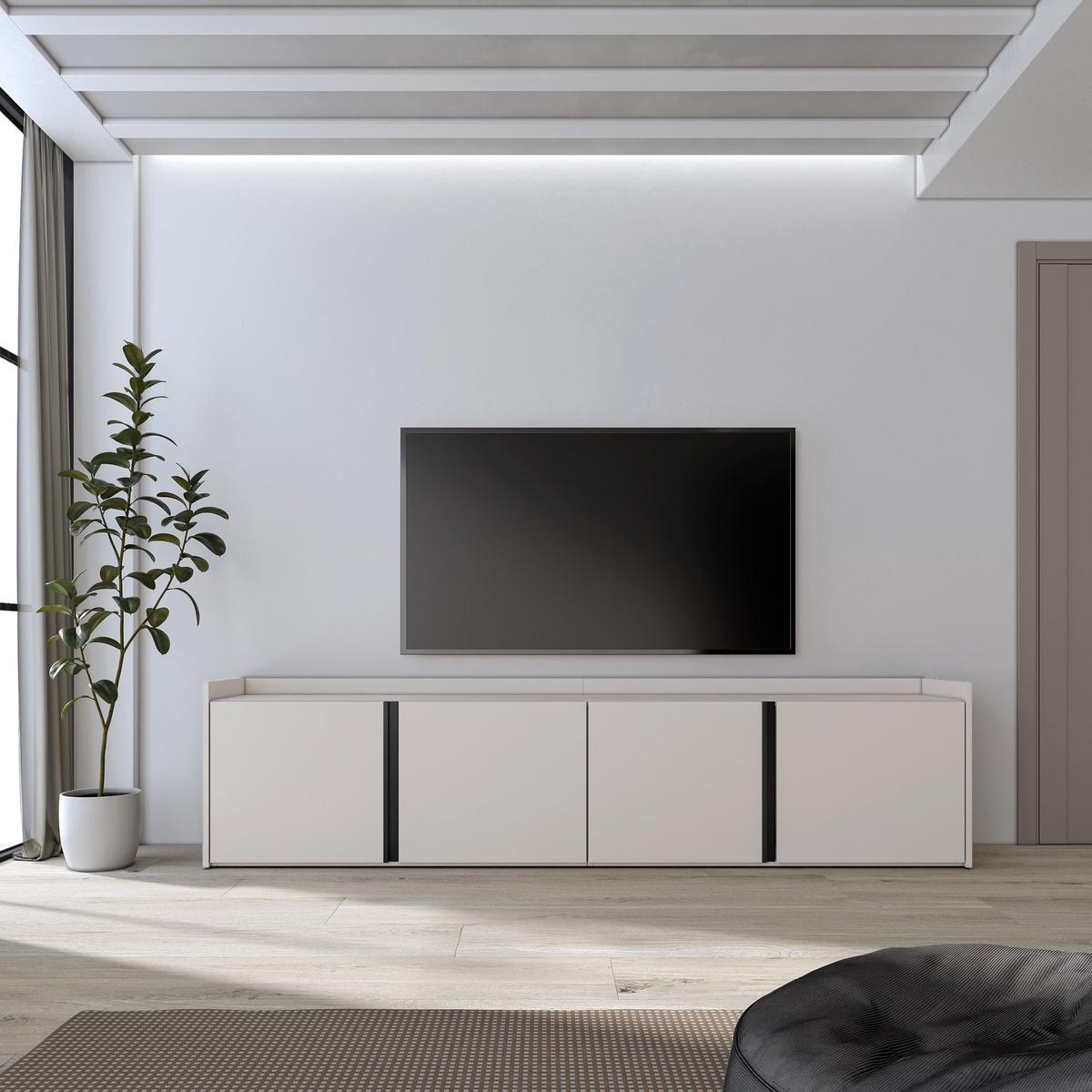 LOWBOARD, Beige, 207/35/50cm - Beige, Holzwerkstoff (207/50/35cm) - Skraut Home