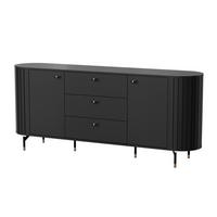 KOMMODE THIRA 190,1/81/40cm mit 3 Schubladen 2 Türen Schwarz - Schwarz, Holzwerkstoff (190.1/81/40cm) - MASSENO