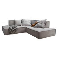 ECKSOFA SAMU Silber Webstoff - Silberfarben/Schwarz, Textil (226/224cm) - KAWOLA