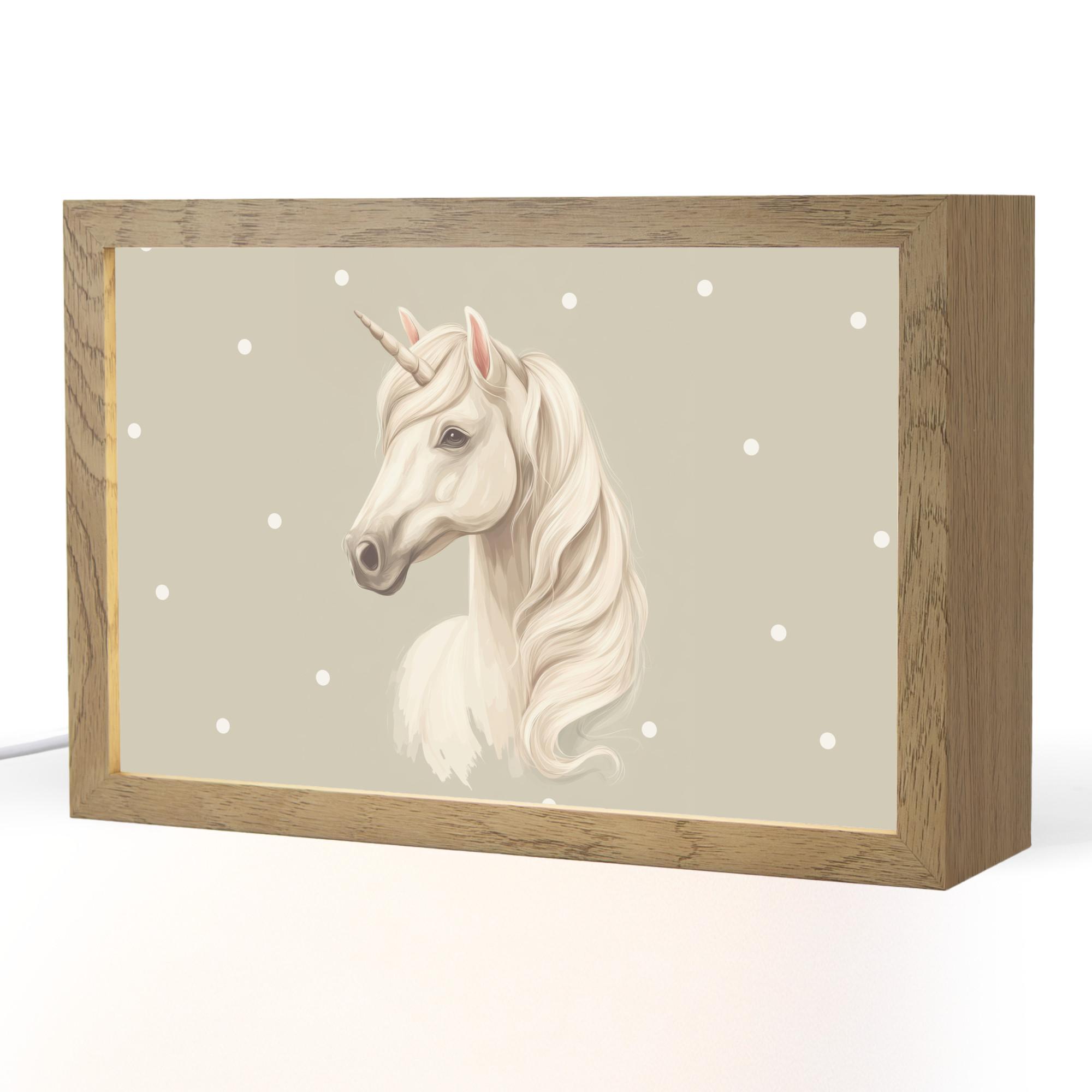 NACHTTISCHLAMPE Einhorn - Weiß - Punkte 30x20 cm - Taupe, Holzwerkstoff (8/30/20cm) - OnlyWow