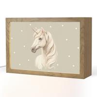NACHTTISCHLAMPE Einhorn - Weiß - Punkte 30x20 cm - Taupe, Holzwerkstoff (8/30/20cm) - OnlyWow