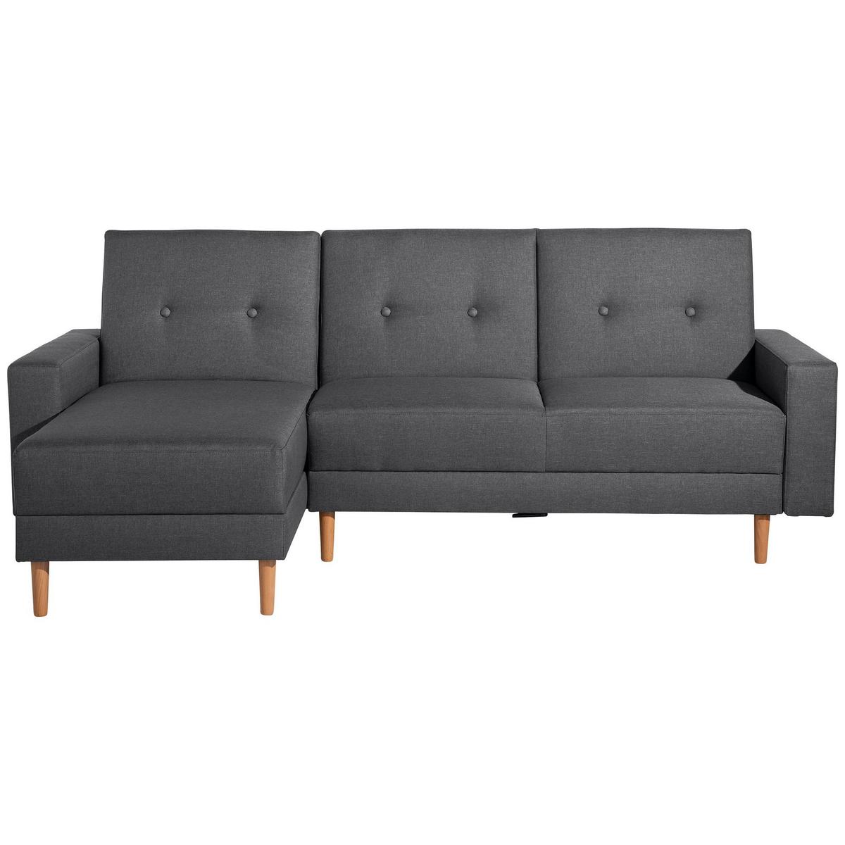 FUNKTIONSSOFA mit Hocker Kattie Flachgewebe graphit - Graphitfarben, Kunststoff (144/230cm) - 58aufmkessel