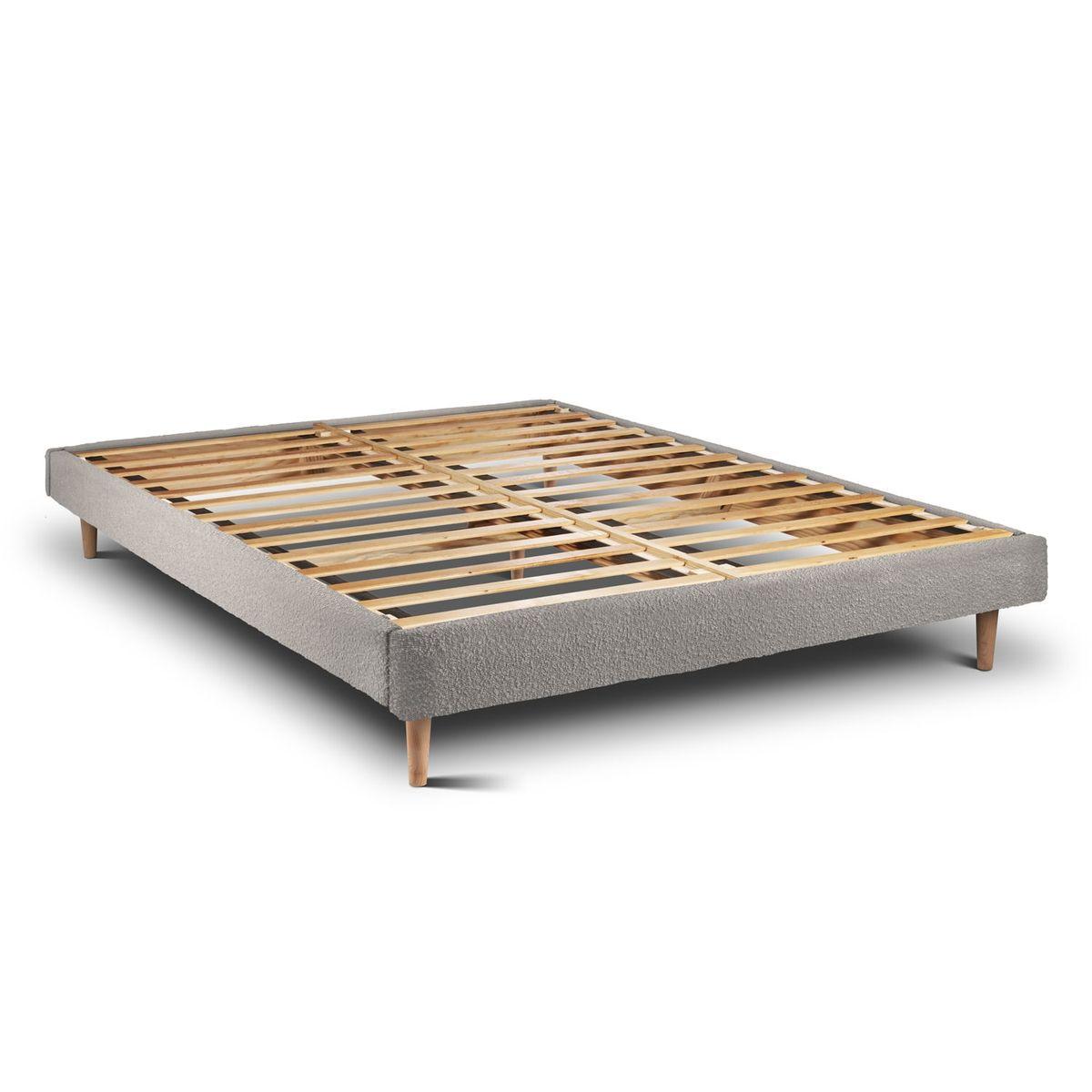 LATTENROST – Bouclé-Stoff– Bausatz zur Selbstmontage - 180x200 cm - Beige/Grau, Karton/Holz (180/200cm) - Sommeil de Plomb