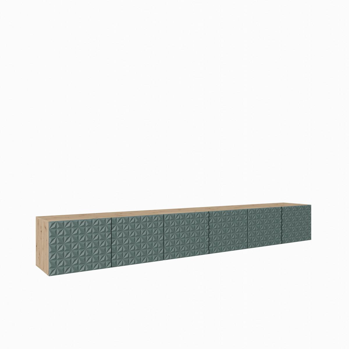 LOWBOARD ROVA 300/41/40 cm, Hängender TV-Schrank Eiche Artisan / Grün - Eiche Artisan/Grün, Holzwerkstoff (300/41/40cm) - MASSENO