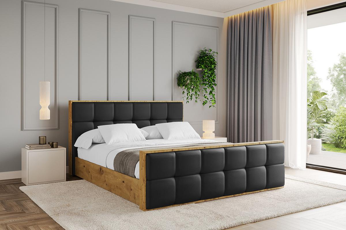 POLSTERBETT mit Bettkasten, Fußteil und Lattenrost, Boxbett ohne Matratze - ENZO7-Z 120x200 - Schwarz Hochglanz, Holzwerkstoff/Textil (120/200cm) - ALTDECOR