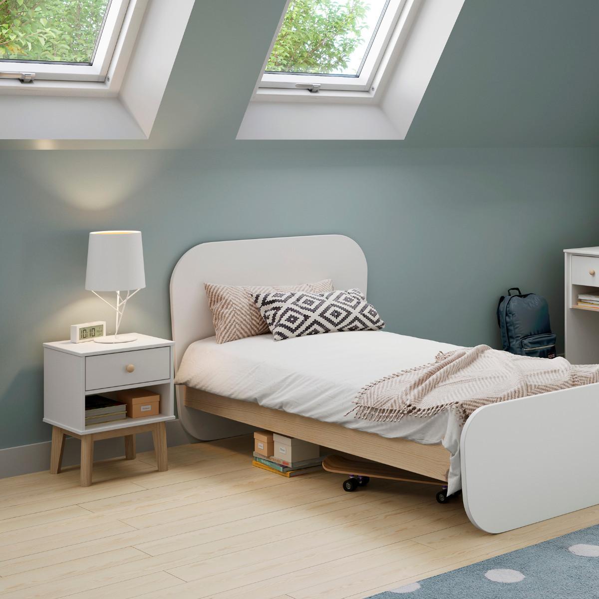 NACHTTISCH mit 1 Schublade und 1 offener Nische, L40 cm 35/40/53,1 cm - Weiß, Holzwerkstoff (35/53.1/40cm) - Calicosy