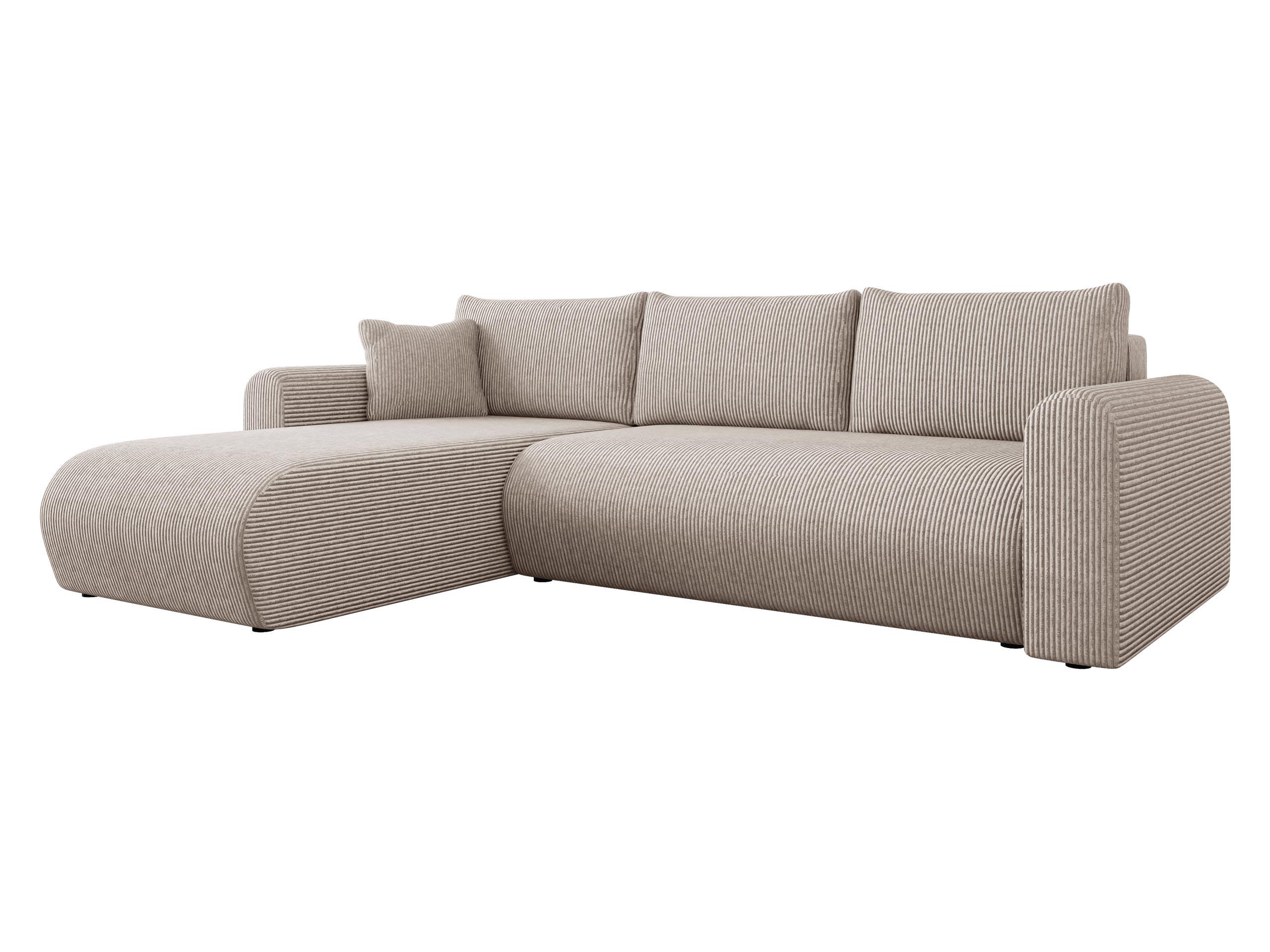 ECKSOFA Eliwo Cord - Schwarz/Sahara, Holz/Textil (252/158cm) - MIRJAN24