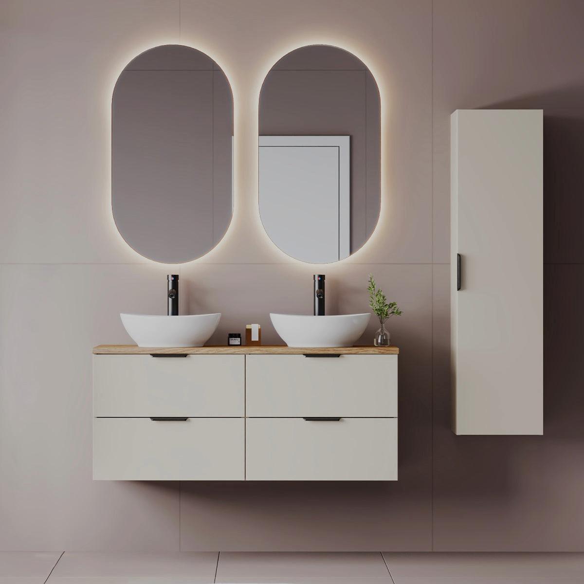 BADMÖBEL 120.6cm Astrid 2er-Set Kaschmir und Holz - Beige, Holzwerkstoff (120.6/52.2/46.5cm) - Petits-meubles