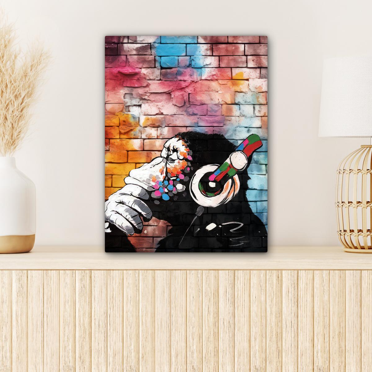 LEINWANDBILD Affe - Graffiti - Musik Room Decor 30x40 cm - Multicolor, Textil (30/40cm) - MuchoWow