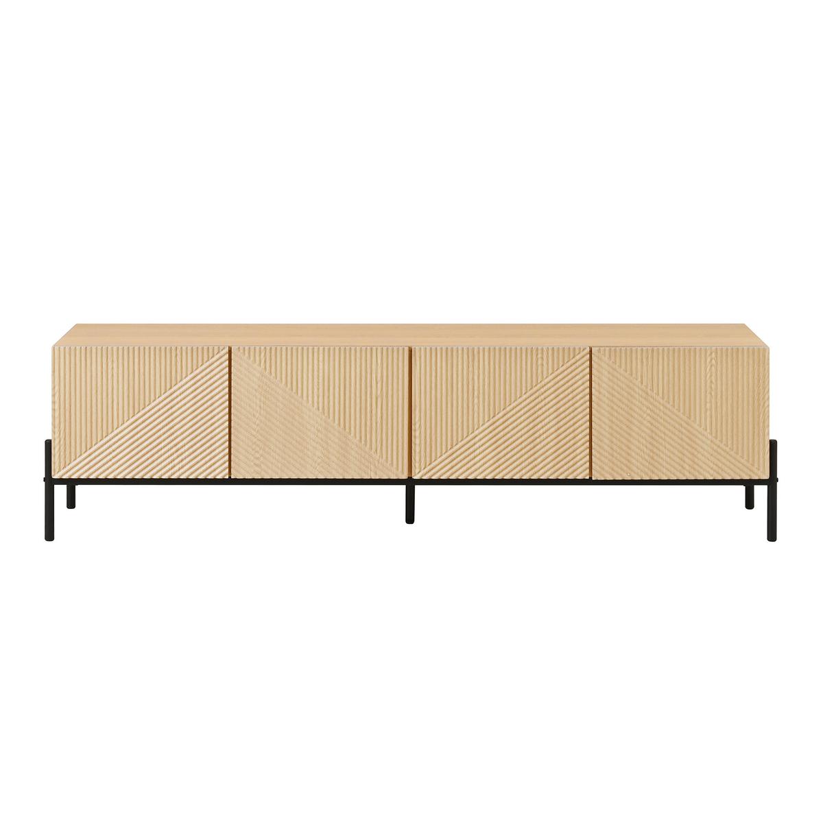 TV LOWBOARD holzoptik 3D design 4 türen modern - Naturfarben, Holzwerkstoff (163.5/45/40cm) - Urban Meuble