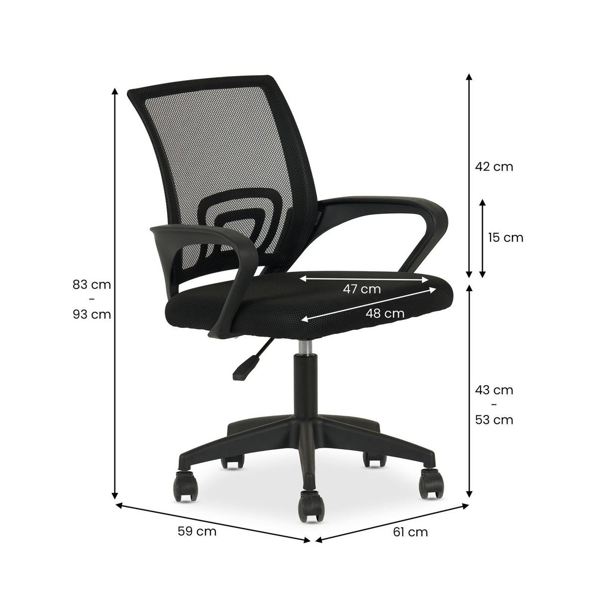 BÜRODREHSTUHL JAKE schwarz - Schwarz, Textil (60/86/53cm) - IDIMEX