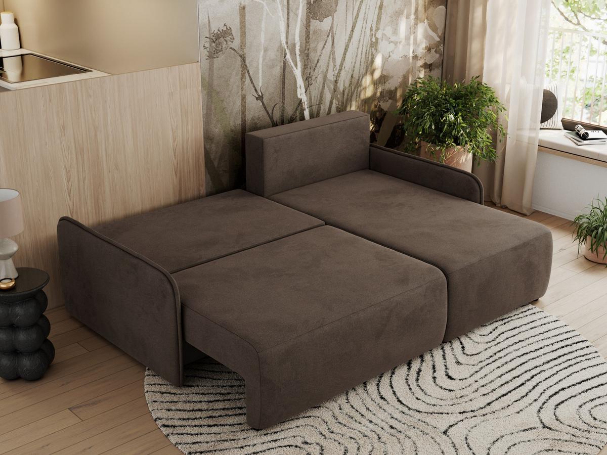 ECKSCHLAFSOFA ARPA L Braun Velvet - rechts - Schwarz/Braun, Kunststoff/Textil (150/198cm) - MKS