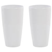BLUMENTOPF 2er-Set weiß rund 32/32/58 cm Tseria - Weiß, Stein (58cm) - Beliani