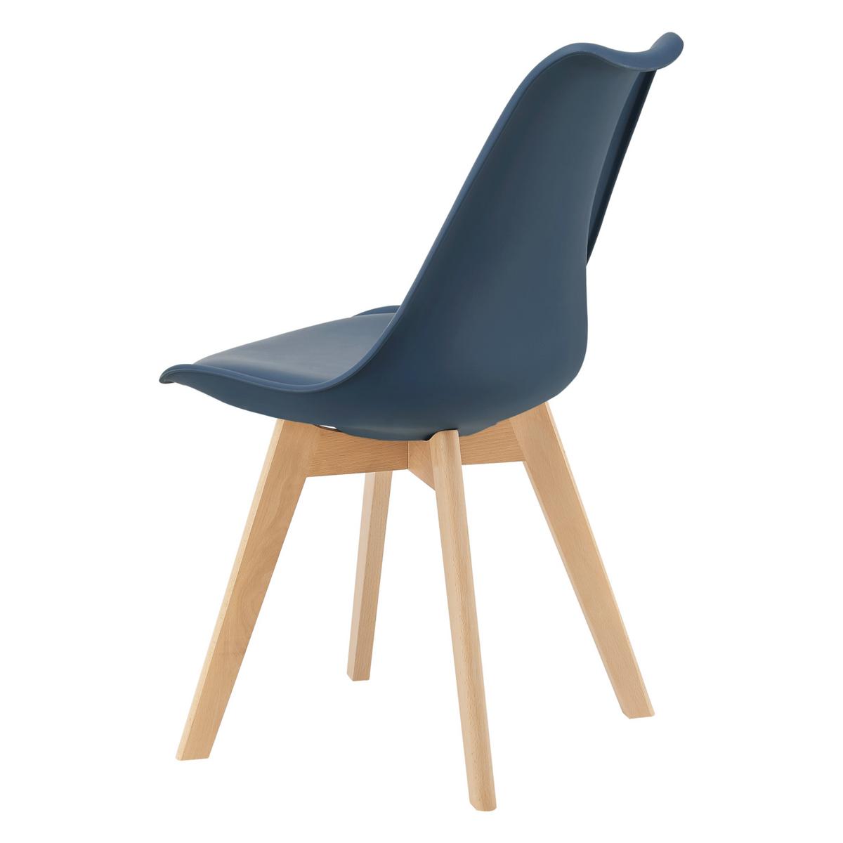 ESSZIMMERSTUHL-SET 2 TLG. Fläten - Blau, Leder (49/81/57cm) - [en.casa]