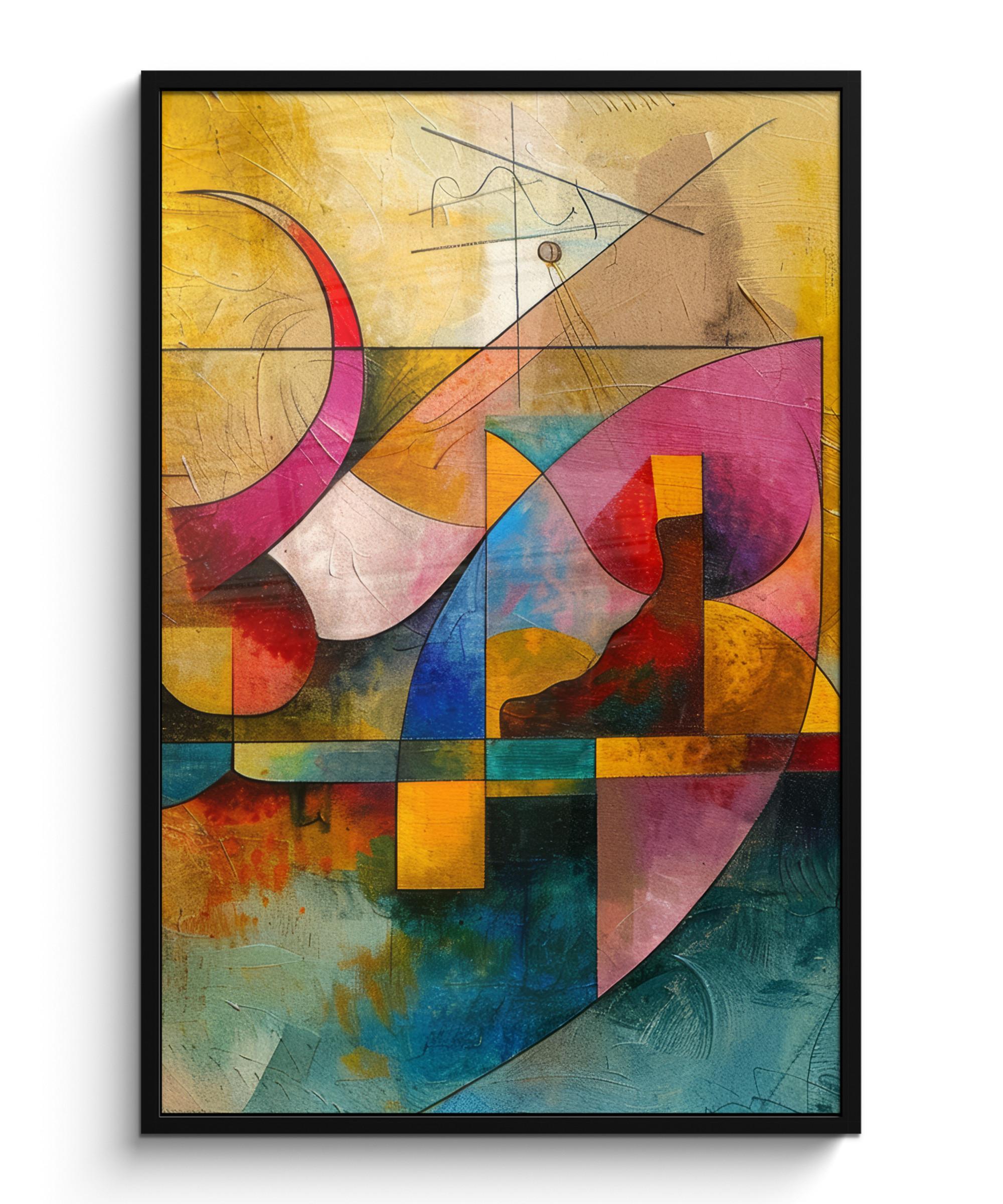POSTER MIT RAHMENGERAHMTES BILD Kunst - Abstrakt - Modern Bilderleiste 80x120 cm - Gelb, Papier (80/120cm) - MuchoWow